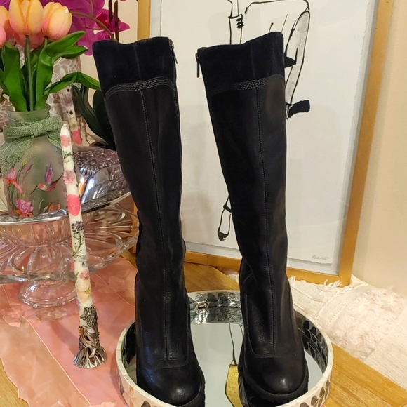 Timberland Earth Keepers Black Size 7.5 Leather Suede Zip up Boots - Picture 8 of 16